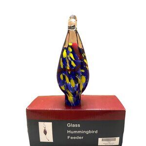 Vtg Beautiful Tear Drop Blown Glass Hummingbird feeder New